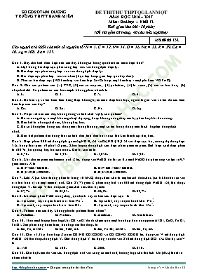 Đề thi thử THPT Quốc gia lần 1 môn Hóa học năm 2017 - Mã đề 132 - Trường THPT Thanh Miện (Có đáp án)